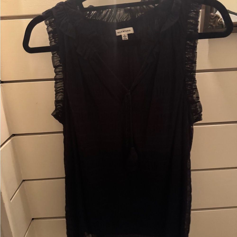 Max Studio Elegant Black Ruffle Blouse